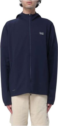 Emporio Armani Jack met capuchon van polyester - Heren - Sweatshirts & Hoodies - Blauw - Maat: L Poliester