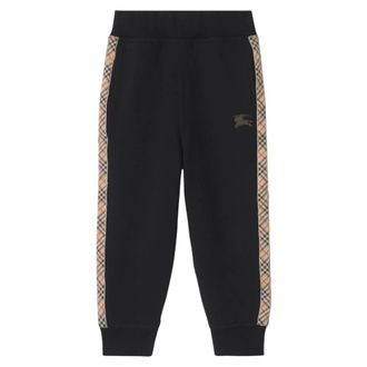 Burberry Jackson Check Tape Joggers - male - Burberry - Sweatpants - Black - 10 Y - Kids
