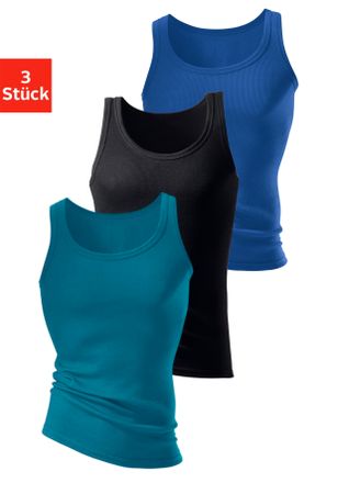 H.I.S Tanktop H.I.S Feinripp, Damen, Gr. 10, bunt (royalblau, schwarz, petrol), Feinripp, Obermaterial: 100% Baumwolle, unifarben, Basic, figurbetont, tiefe