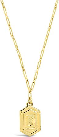 Sterling Forever Hexagon Tag Initial Necklace