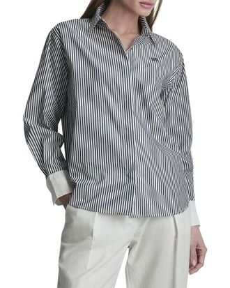 DKNY Dkny 1989 Logo Contrast Cuff Striped Button-Down Shirt