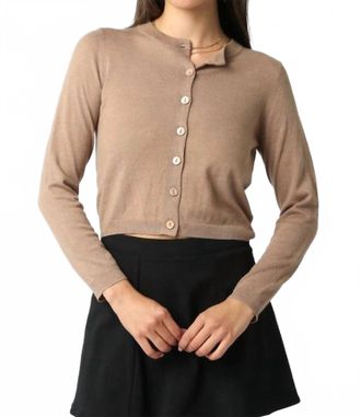Olivaceous Rhodes Knit Cardigan In Taupe