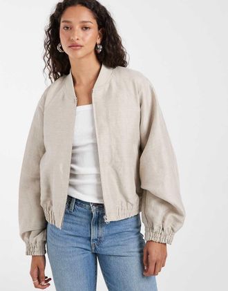 & Other Stories Giacca bomber in raso opaco color bianco sporco