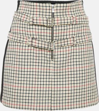 Maje Brown Checks Cotton Blend Mini Skirt