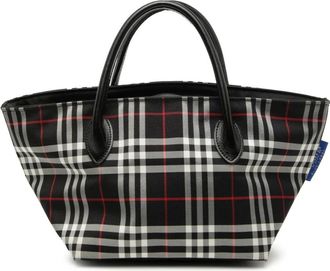 Burberry Pre-owned Handbags, female, Black, Size: ONE SIZE Pre-owned Check Pattern Tote Bag