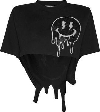 Philipp Plein T-shirt Ronde Hals Smile - Dames - T-shirts - Zwart - S - Katoen - Tops