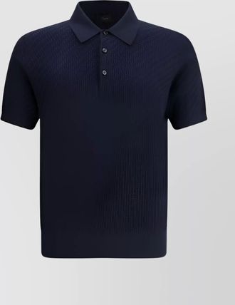 Brioni silk cashmere knit short-sleeve polo shirt