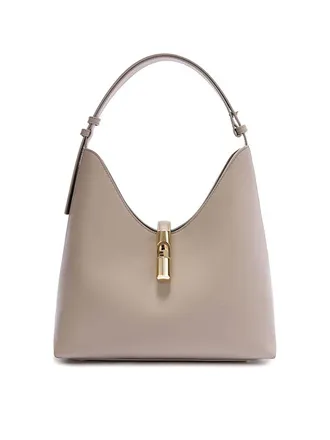 Furla Goccia M Hobo Bag In Linen Color Leather