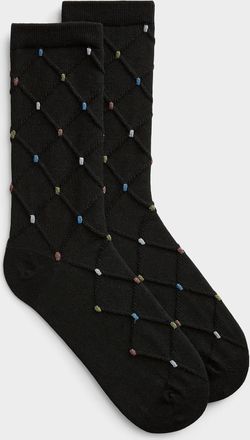 Simons Womens Embossed diamond and shiny dot socks
