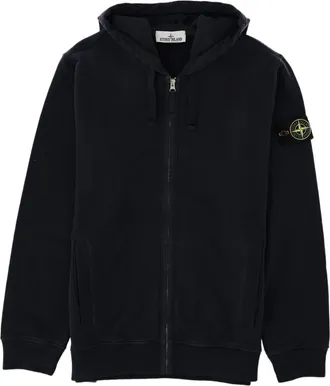 Stone Island Patch Logo Zip-Up Cotton Hoodie