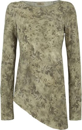 Cortana Silk Herba Print Top - Dames - Longsleeves - Groen - S - Leer - Tops
