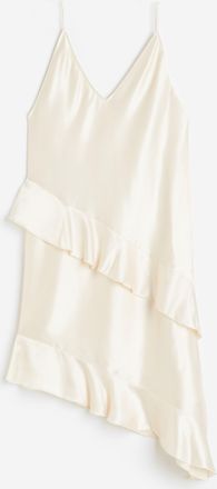 H&M Slipkleid aus Satin mit Volants - Beige