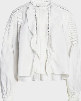 Isabel Marant Cubraly Lace-Trim Ruffled Cotton Top