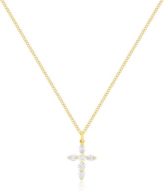 EF Collection Diamond Cross Pendant Necklace in Yellow Gold at Nordstrom