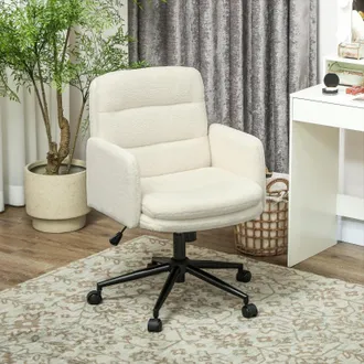 STILVORA Sedia Da Ufficio In Tessuto Con Braccioli, Altezza Regolabile, Rotazione A 360&deg;, Con Ruote, Bianco Crema
