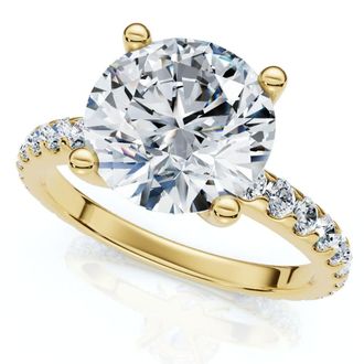 Pompeii3 Certified 3.40Ct Round Cut Diamond Engagement Ring 14k Gold Lab Grown
