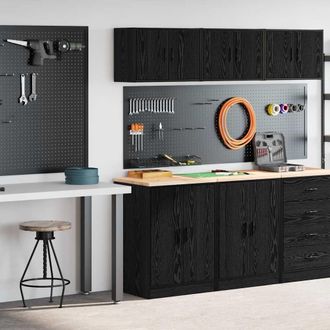 Berkfield Home Garage Cabinets 2 pcs Black Engineered Wood