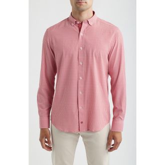 Johnston & Murphy XC+ Performance Game Day Gingham Button-Up Shirt in Red at Nordstrom, Size Xx-Large