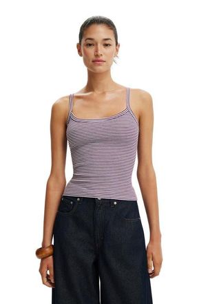 Cotton On Womens Goldie Rib Scoop Cami in Brianna Stripe Grey Marle at Nordstrom, Size X-Small