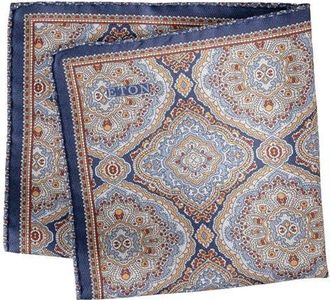 Eton Two Face Silk Pocket Square in Navy at Nordstrom