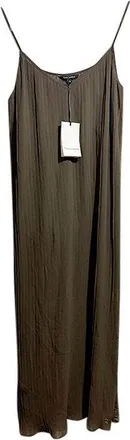 Tara Jarmon Brown plisse chiffon slip dress Size S