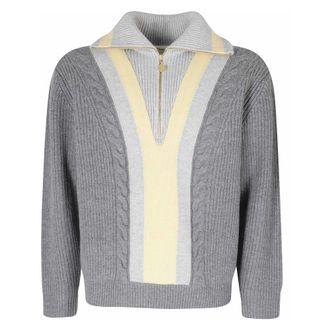 Dr&ocirc;le de Monsieur Half Zipped Trucker Sweater - Heren - Truien - Grijs - Maat: M Wol