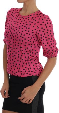 Dolce & Gabbana Womens Pink Polka Dotted Silk Blouse