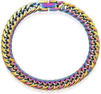 Crucible Jewelry Crucible Los Angeles Mens 8mm Wide Stainless Steel 8mm Cuban Chain Bracelet