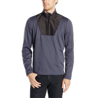 Calvin Klein Mens Quilted Quarter Zip Sweater In Grey Smoke