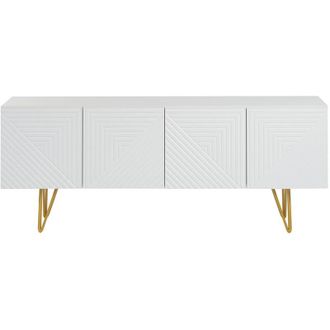 Miliboo Mobile TV design con incisioni bianco e metallo dorato L140 cm OZEN