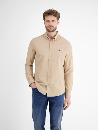 Lerros Langarmhemd LERROS Oxford Solid, Herren, Gr. XXL, N-Gr, light coffee, Web, Obermaterial: 98% Baumwolle, 2% Elasthan, unifarben, normal h&uuml;ftbedeckend, 