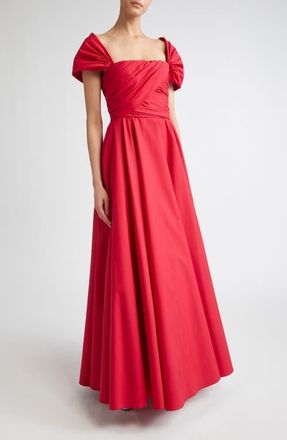 Giambattista Valli Convertible Neckline Cotton Poplin Ballgown in Red at Nordstrom, Size 0 Us