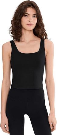 Pact On The Go-To Square Neck Tank Top Womens Clothing Black : SM, Cotton/Elastane