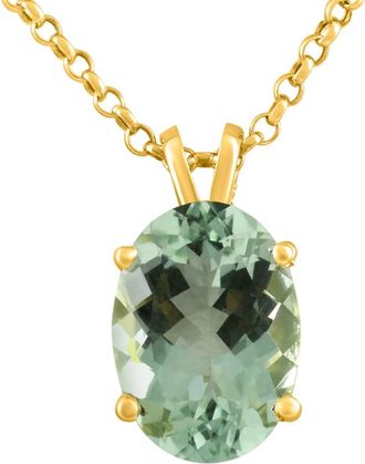 Pompeii3 VVS 5 1/4Ct Oval Green Amethyst Pendant Solitaire Necklace 14k Gold 14x10mm