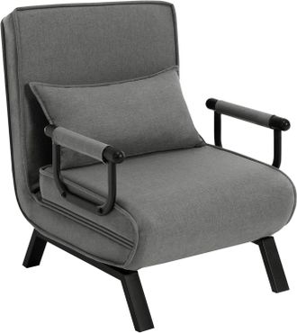 Woltu Poltrona Letto Singolo Con Con Schienale Regolabile In 5 Posizioni Regolabile, Grigio Scuro - Woltu