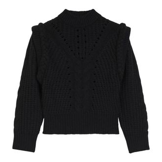 HUGO BOSS Hugo, Round-neck Knitwear, female, Black, Size: XS Boss Maglione Donna Lavorato Con Alpaca e Lana Vergine C Fasta 50548951 Colore Nero