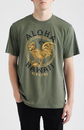 Rip Curl Aloha Hawaii Roster Cotton Graphic T-Shirt in Dark Olive at Nordstrom, Size Xx-Large