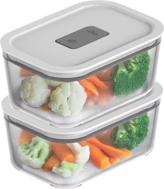 Ou Stackable Airtight Glass Food Storage Container Set with Microwave Valve and Leak Proof Lid, 4 Piece in Clear With White Lid at Nordstrom