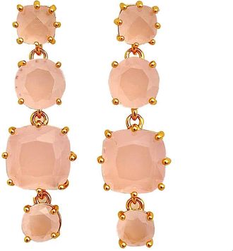 Les N&eacute;r&eacute;ides Ladies La Diamantine Pink Stones Hanging Stud Earrings