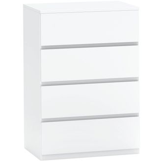 HOMCOM Bedroom Chest of Drawers - 4 Drawers Dresser - Drawer Unit - White | TJ Hughes