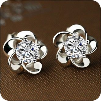 Generic Clip On Hoop Earrings Women Valentines Day Gifts for Her Women Plated Square Cubic Zirconia Hypoallergenic Studs Earrings 925 Silver Cubic Adjustable 