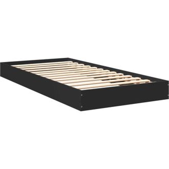 vidaXL Vidaxl - Bed Frame without Mattress Black 75x190 cm Small Single Engineered Wood
