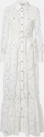 Self Portrait Belted guipure lace shirt dress