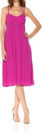 Trina Turk Vereda Pleated High Waist Spaghetti Strap Midi Dress In Pink