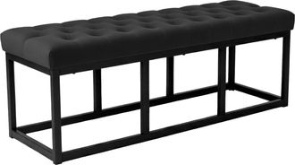 Clp Banco Polson Tapizado En Terciopelo Negro 120 Cm