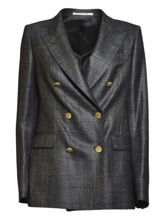 Tagliatore double-breasted check blazer - women - Wool - 48 - Grey