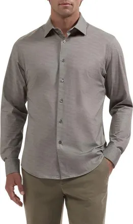 Bugatchi James OoohCotton Performance Long Sleeve Shirt in Olive at Nordstrom, Size Xxx-Large