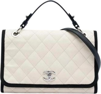 Chanel Pre-owned Vintage Satchel - Dames - Vintage Handtas - Beige - ONE Size - Leer - Vintage