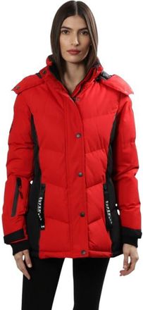 Canada Weather Gear Womens Hooded Puffer Jacket in Red/black at Nordstrom, Size Medium