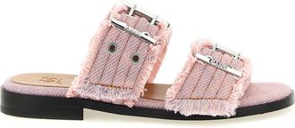Ganni Sandalen Feminine Buckle Fringed Denim